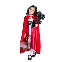 2019 New Little Red Riding Hood Costume Little Queen Dress Halloween Cosplay Uniform Child Girl Cosplay Costume With red Cape