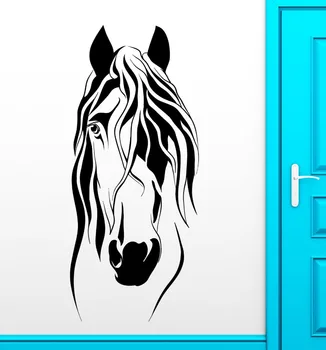 

Free Shipping Art Vinyl Decal Horse Head Animal Beautiful Mane Home Decor Wall Decal DIY Carved Mural A-44