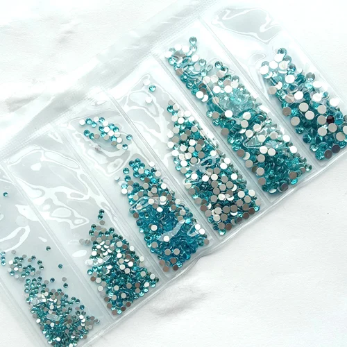 Дизайн ногтей кристаллы AB 1600 шт.; многоразмерные х Стекло ногтей Стразы для украшения для ногтей камни Charms - Цвет: 1600SS4-16 Lake blue