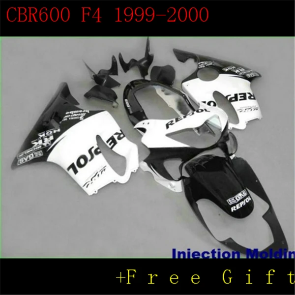 Комплект обтекателей под давлением для HONDA CBR600 F4 99 00 CBR600F4 1999 2000 REPSOL белый и черный