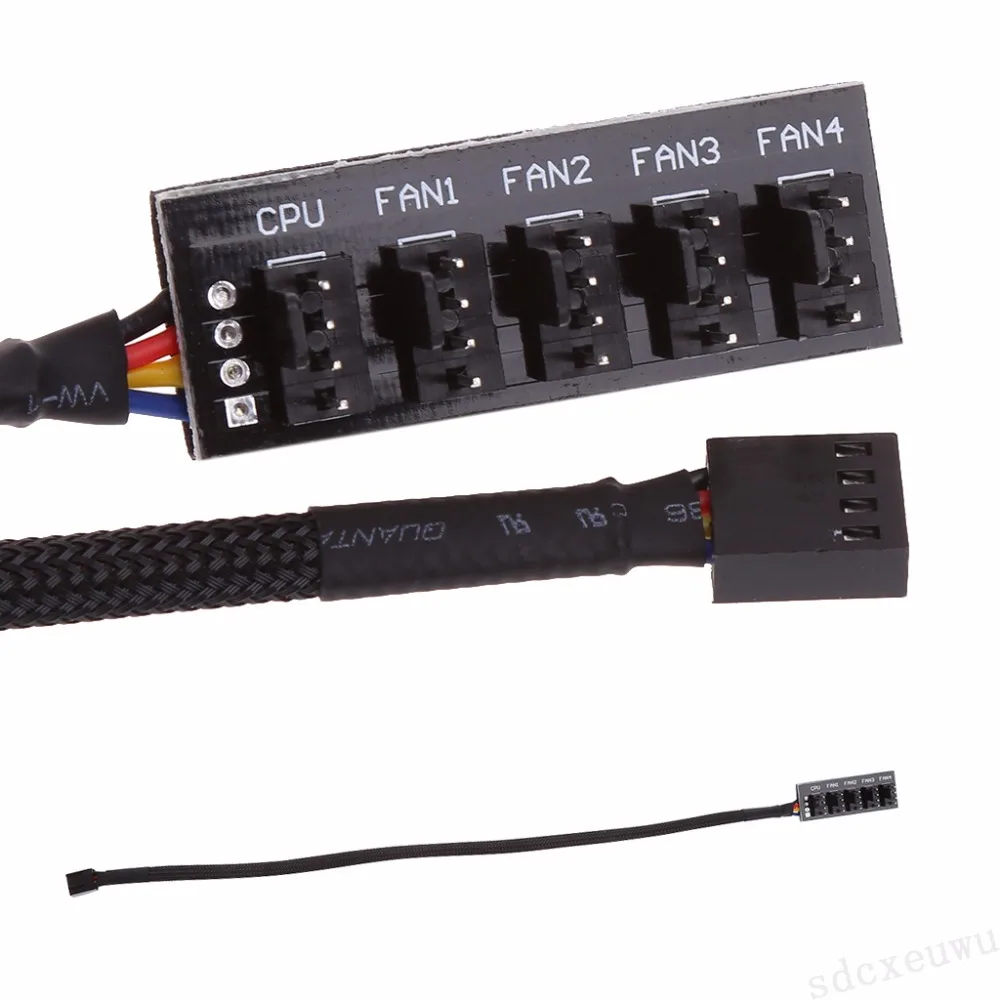 

OOTDTY 1 To 5 4-Pin Molex TX4 PWM CPU Cooling Fan Splitter Adapter Braided Power Cable