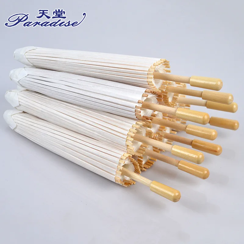 

Paradise 50pcs/set New White Color Long-handle Outdoor Wedding Paper Parasols Chinese Craft Umbrellas Diameter 23.6 inches