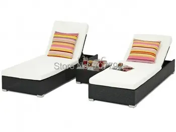 

2017 Hot Sale Black Rattan Outdoor Garden Sun Lounge Set