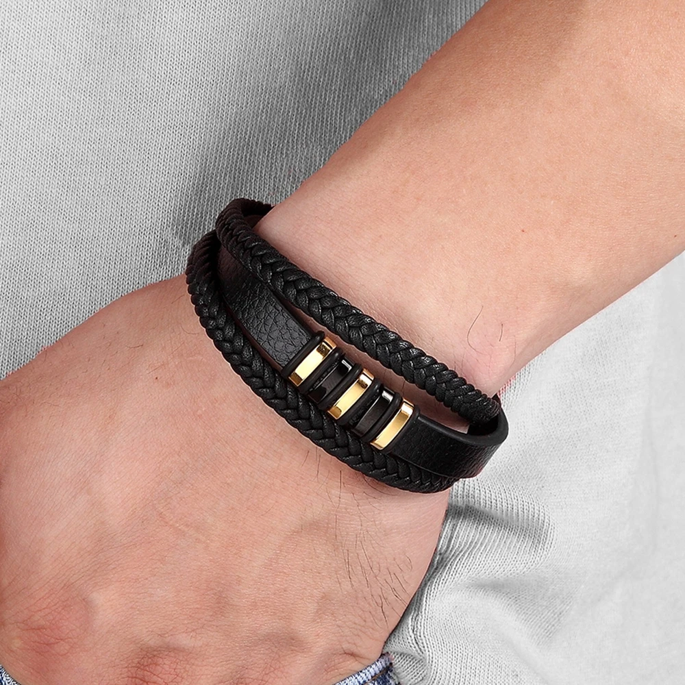 Multi Design Punk Gevlochten Armband Voor Mannen