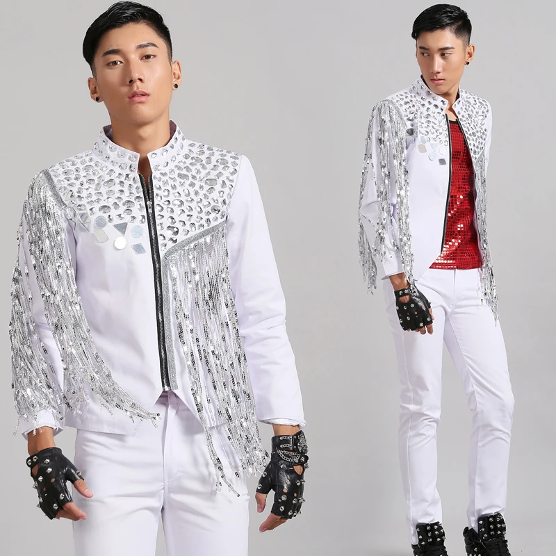 Male Singer Costume Tassel Jacket Version of The New Sequin Dance