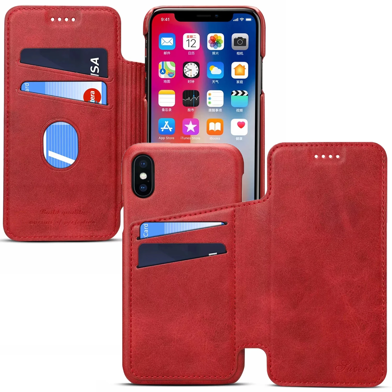 

Retro PU Leather Case For iPhone X 6 7 8 Plus Wallet Case Back Card Slots Holder Stand Cover For iPhone 8 7 6 X Vintage Shell