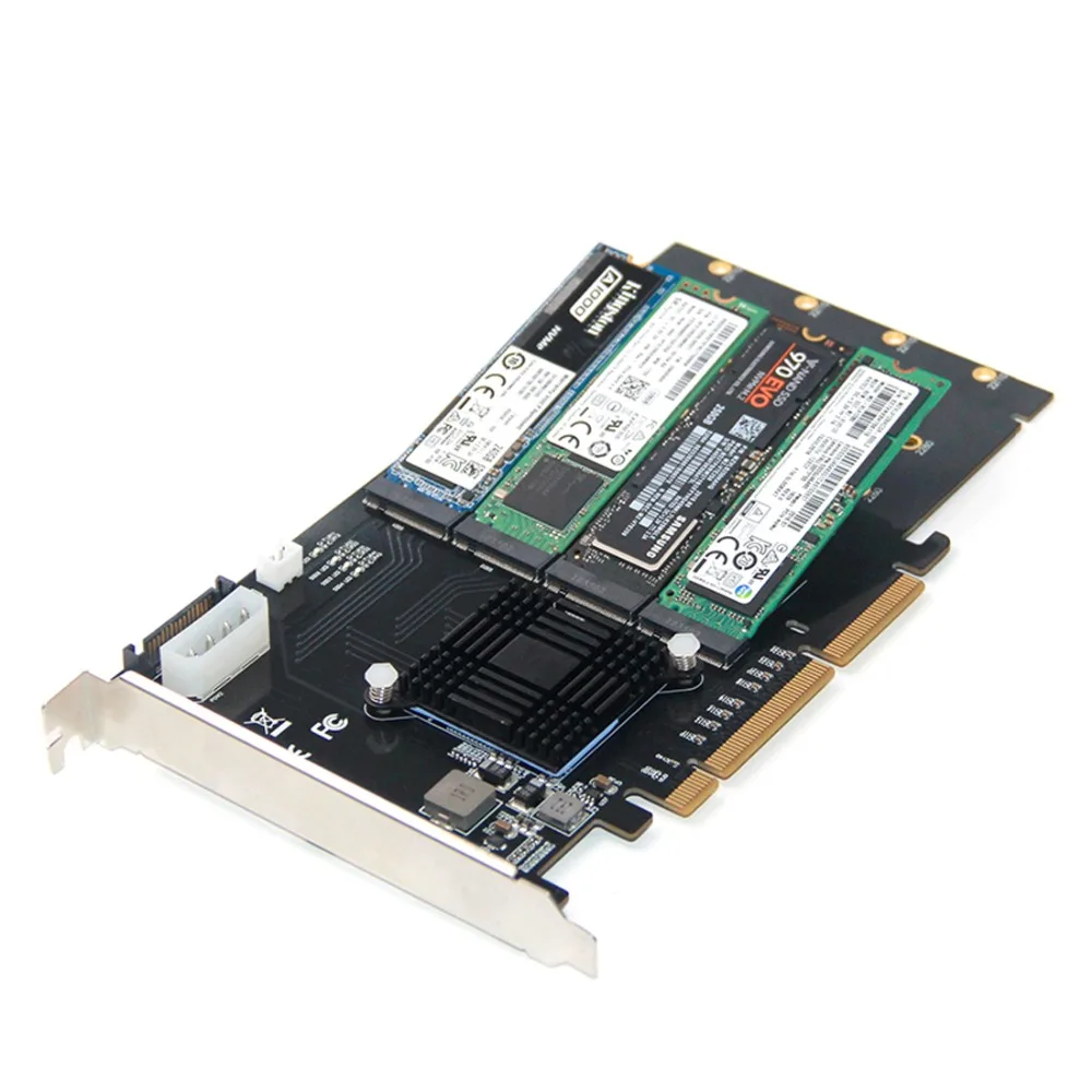 XT-XINTE 215*125 мм адаптер PCI-E карта LM313 PCI-E 8X/16X до 4P M.2(PCIe протокол) NVME переходная карта для 2242 2260 2280 22110 SSD