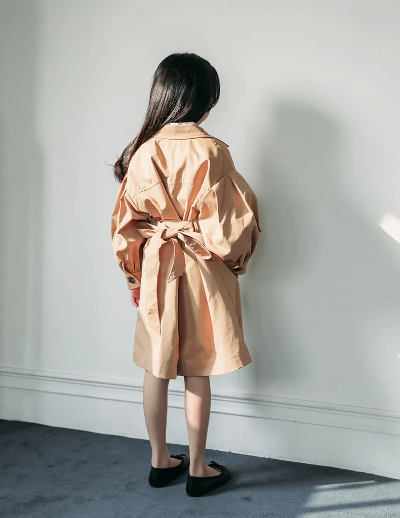 khaki long autumn jackets for teenage girls outerwears cotton lantern sleeve coats kids tops clothing children trench coats girl (8)