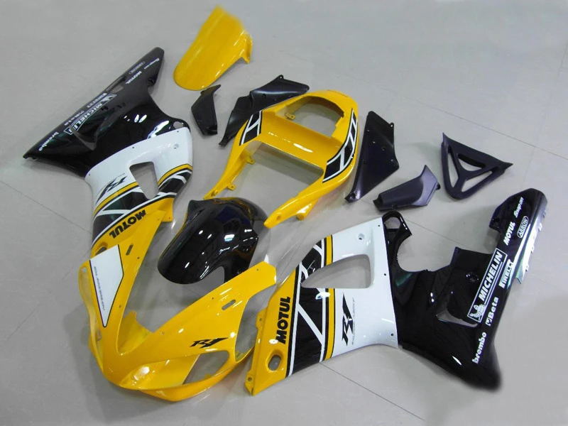 

Motorcycle Fairing Kit for YAMAHA YZFR1 00 01 YZF R1 2000 2001 YZFR1000 yzfr1 00 ABS Yellow white black Fairings set+7gifts YF19