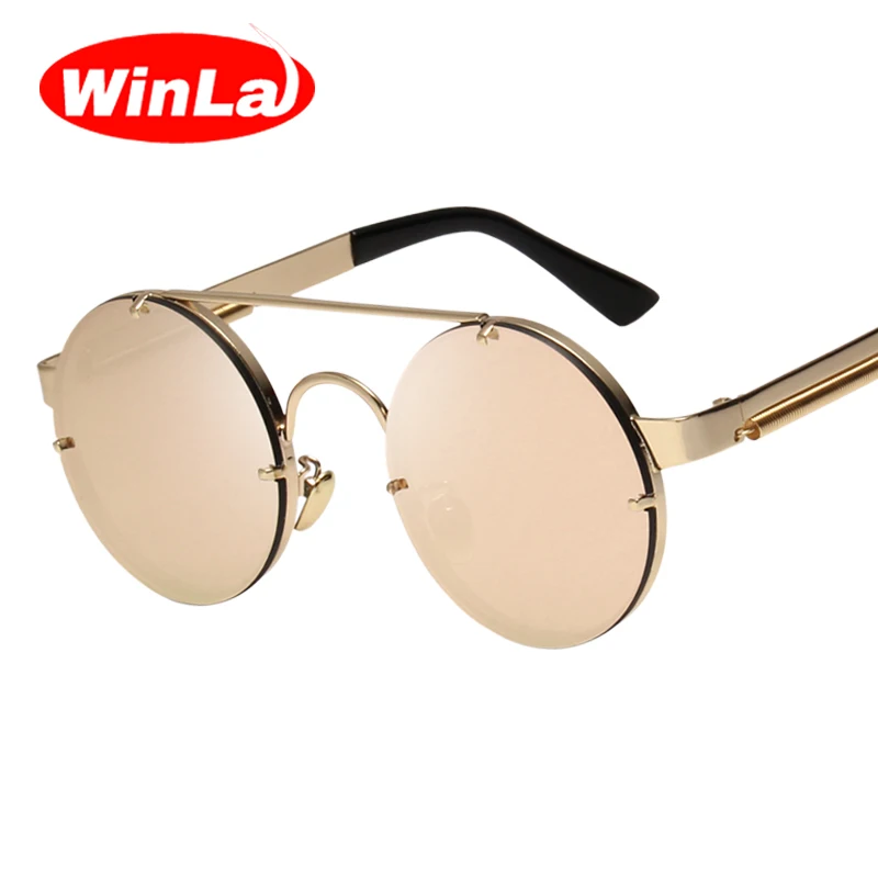 Winla Vintage Steampunk Sunglasses Men Goggles Round Sunglasses Women Brand Design Metal Frame Twin-Beams Glasses Mirror Shades Winla Vintage Steampunk Sunglasses Men Goggles Round Sunglasses Women Brand Design Metal Frame Twin-Beams Glasses Mirror Shades