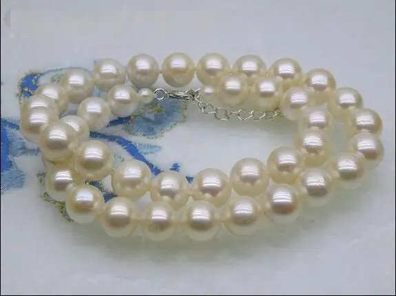 

Free shipping hot sale Women Bridal Wedding Jewelry >> Pretty 7mm AAA+ round white akoya pearl necklace