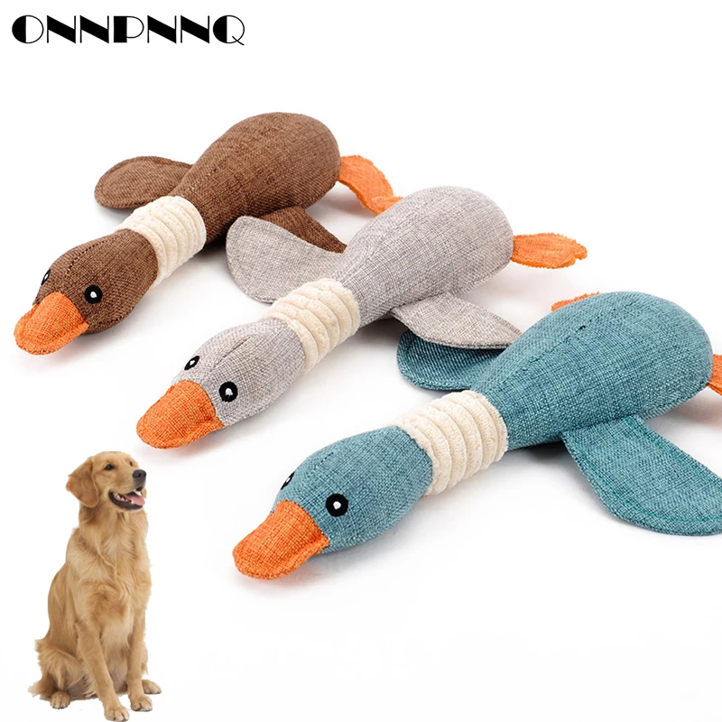 OnnPnnQ Goose shape Dog Toys Puppy Cat Plush Pet Interactive Toy For