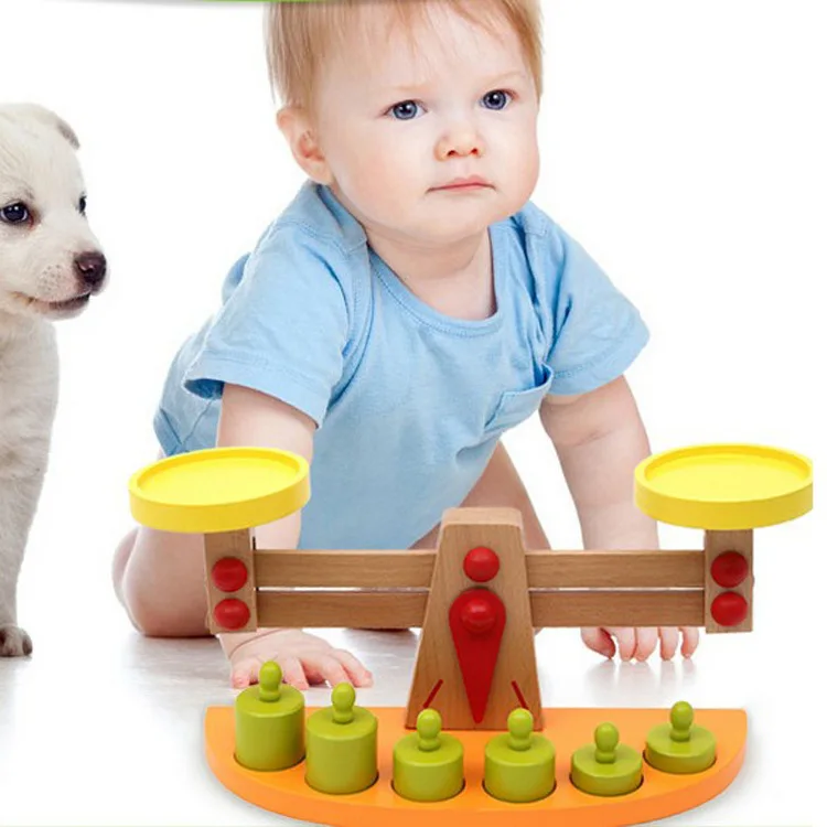 

1Set Children's Baby Science Education Experiment Learning Teaching Aids Wooden Balance Scales Wooden Educational Toys