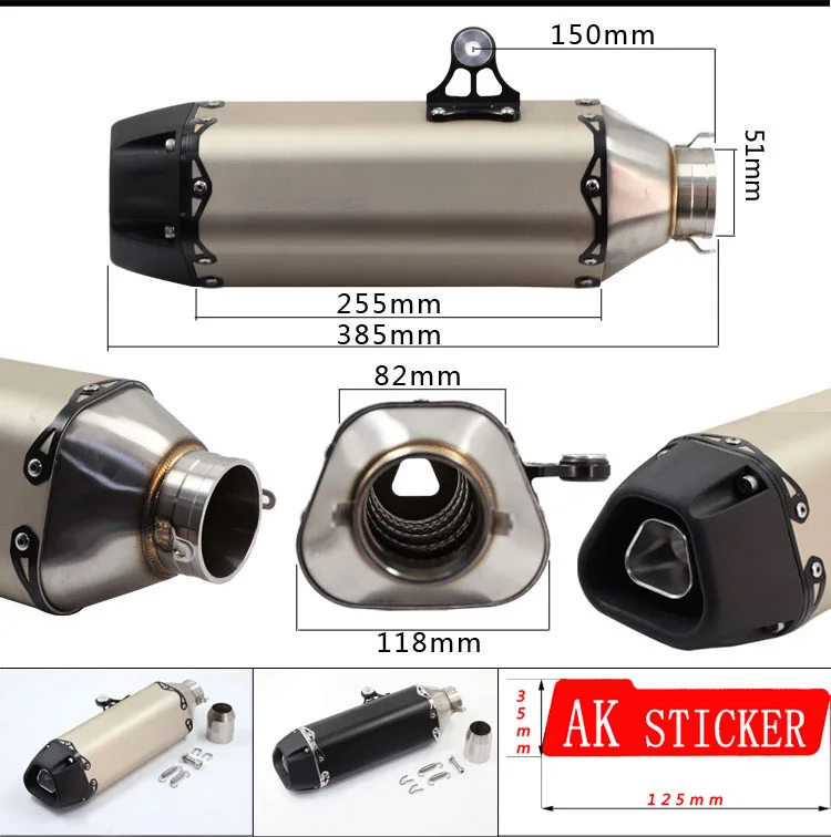 carbon fibre Universal 38mm 51mm Motorcycle Muffler Exhaust with Double