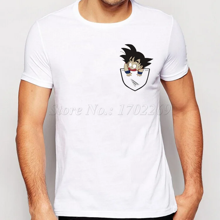 2018 New Fashion Son Goku In My Pocket Design Men t shirt Creative Simple Male Tops Short Sleeve Personality Tee|T-Shirts| - AliExpress