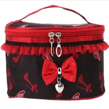 2017 Portable Travel Bags Cosmetic Bag Toiletry Makeup Lace Bow Organizer Multifunctional Holder Handbag Free Shipping S478