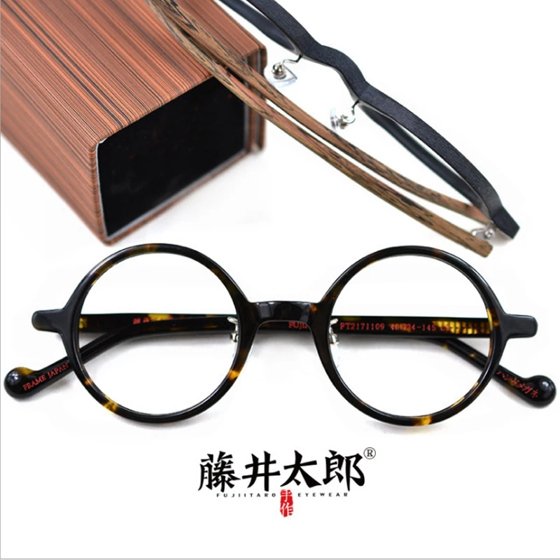 

TARO FUJII Optical Eyeglasses Frame Men Women Myopia Retro Round Acetate Computer Glasses Spectacle Frame For Clear Lens Female