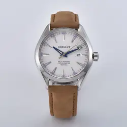 Лучший бренд Corgeut 41 мм часы для мужчин белый циферблат Календарь сапфировое стекло, автоматические мужские наручные часы Relogio Masculino
