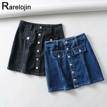 

Spring autumn skirt 2019 new women fashion skirt high waist skirt Fake pocket denim skirt femme short skirts women skirt clothes