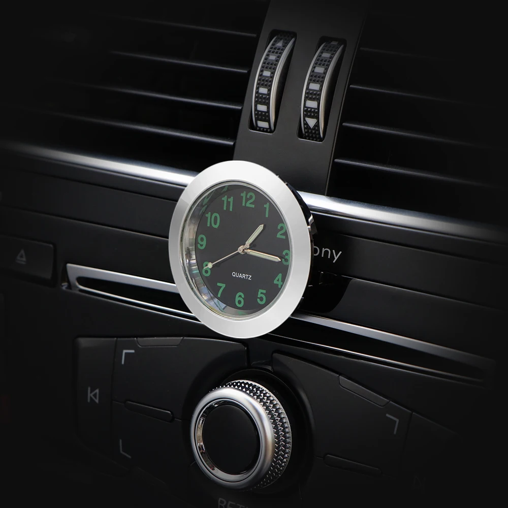 Автомобильные кварцевые часы с вентиляционным отверстием, светящиеся автоматические часы в салон, мини автомобильные кварцевые часы, цифровые декоративные часы, украшения для автомобиля