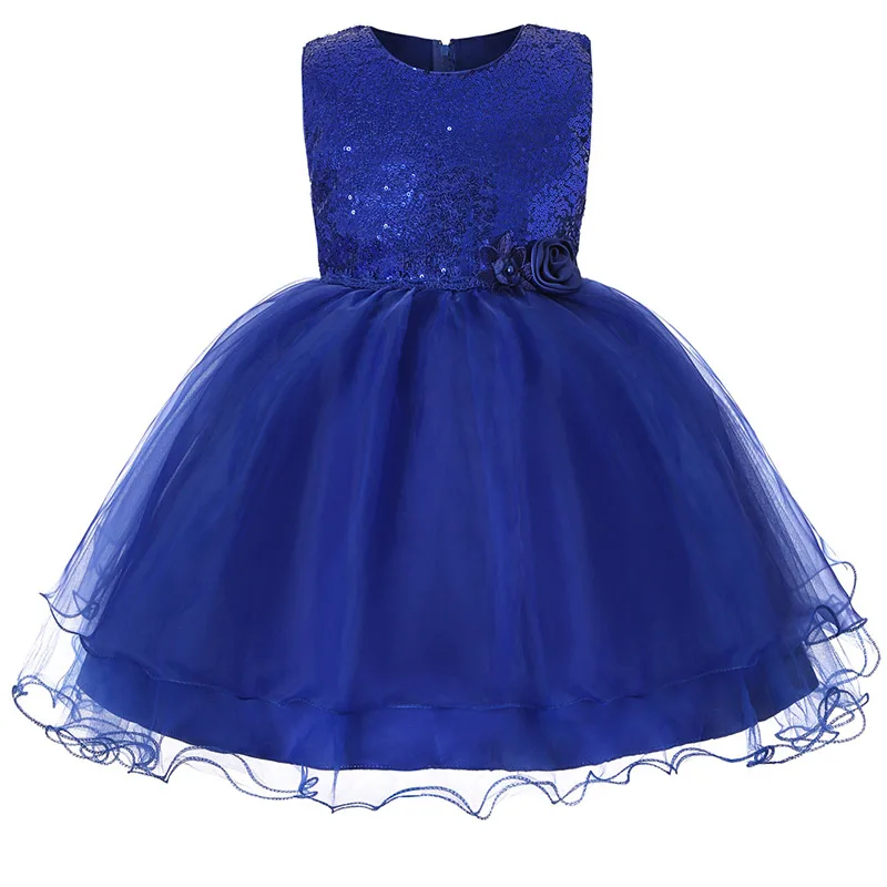 Платье принцессы с блестками, платья для первого причастия, бальное платье для девочек, детское праздничное платье, платье для девочек, Свадебный костюм для малышей - Цвет: Navy blue