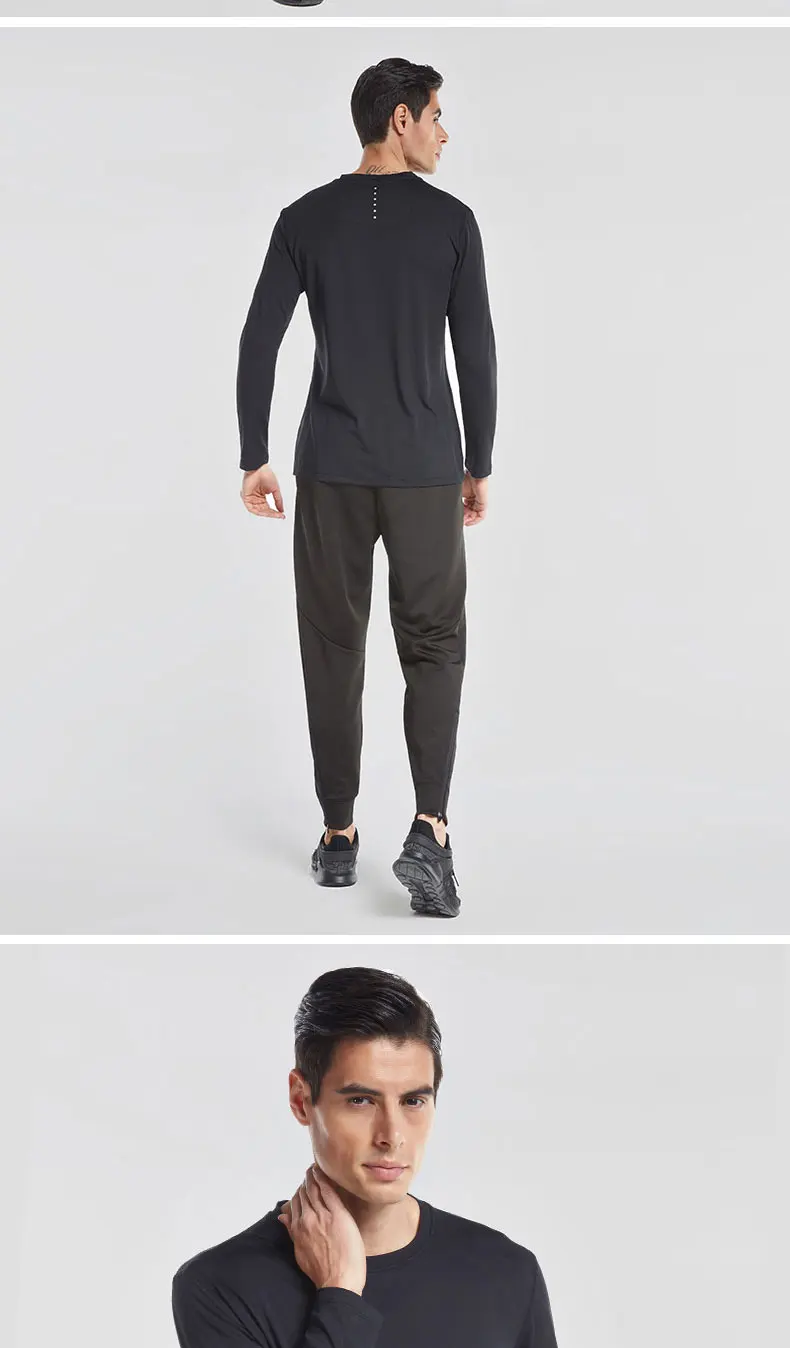 VANSYDICAL Running T-shirt Men Quick Dry Running Long Sleeve Shirt for Jogging Fitness Gym Training Tops Cycling Jersey kelme XL 17