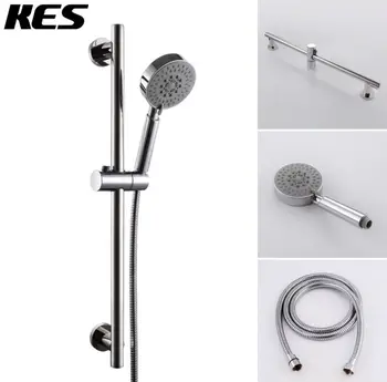 

KES 5-Function Hand Shower Head with Adjustable Slide Bar, Polished SUS304 Stainless Steel, F204+KP500