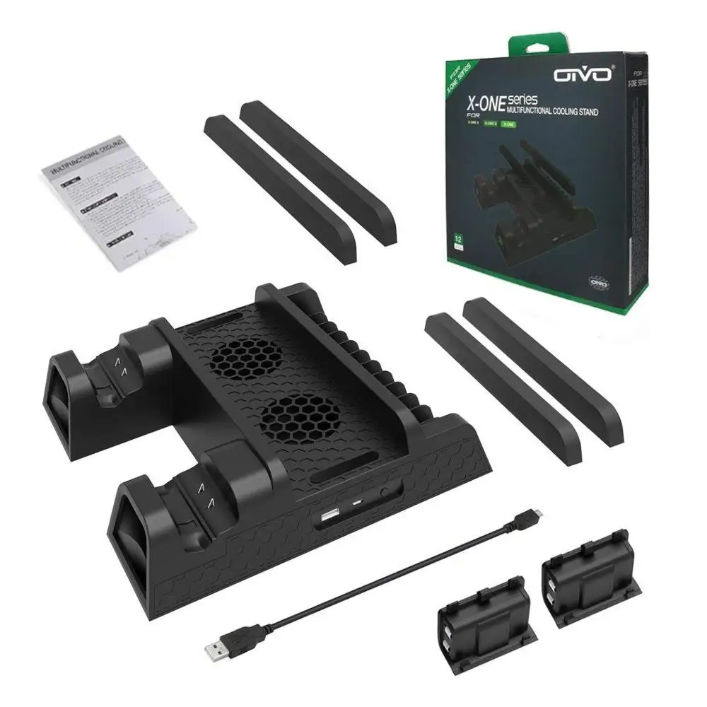 

OIVO Vertical Cooling Stand Compatible with Xbox ONE XBOX ONE S Regular ONE Cooler Cooling Fan with 2PACK 600mAh Batteries