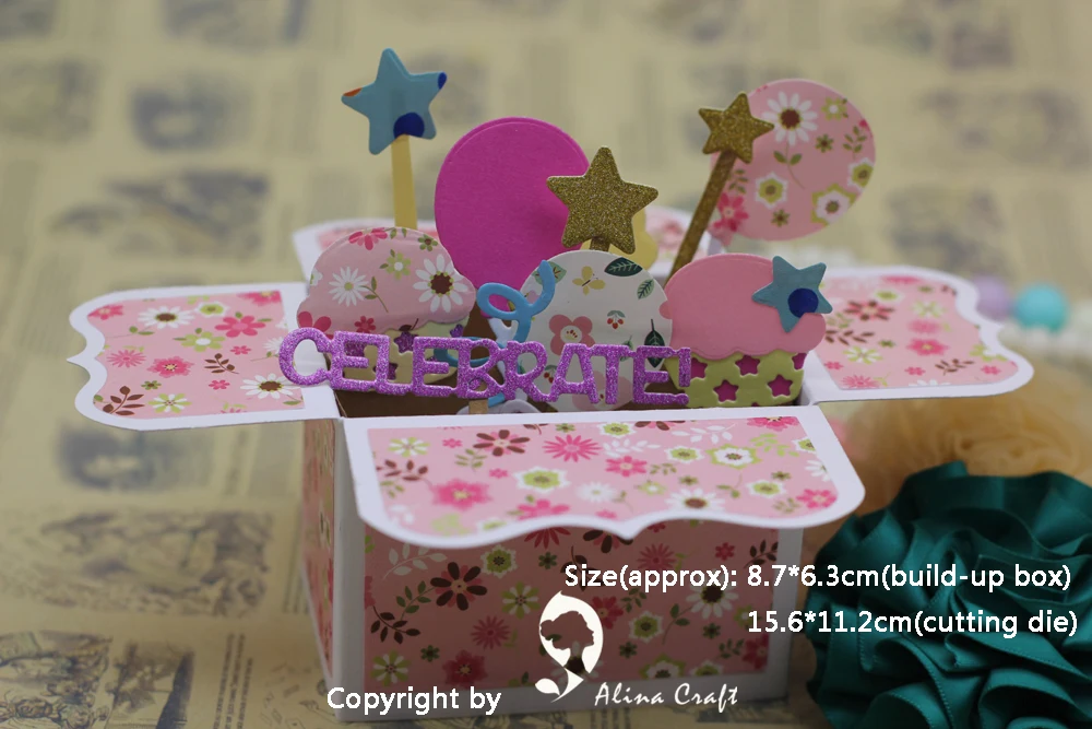 

AlinaCraft METAL CUTTING DIES cut pop up gift box balloon cake star explosion box Scrapbooking PAPER CRAFTER album card punch
