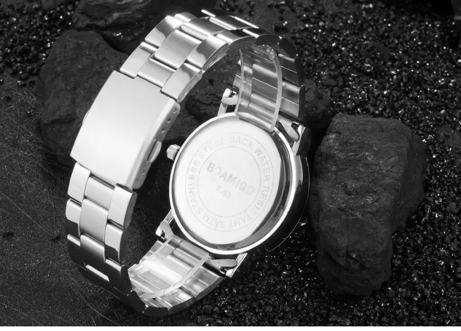 Мужские часы, роскошные спортивные кварцевые часы, нержавеющая сталь, ремешок, бизнес стиль, Авто Дата, наручные часы, BOAMIGO, популярный бренд, relogio masculino