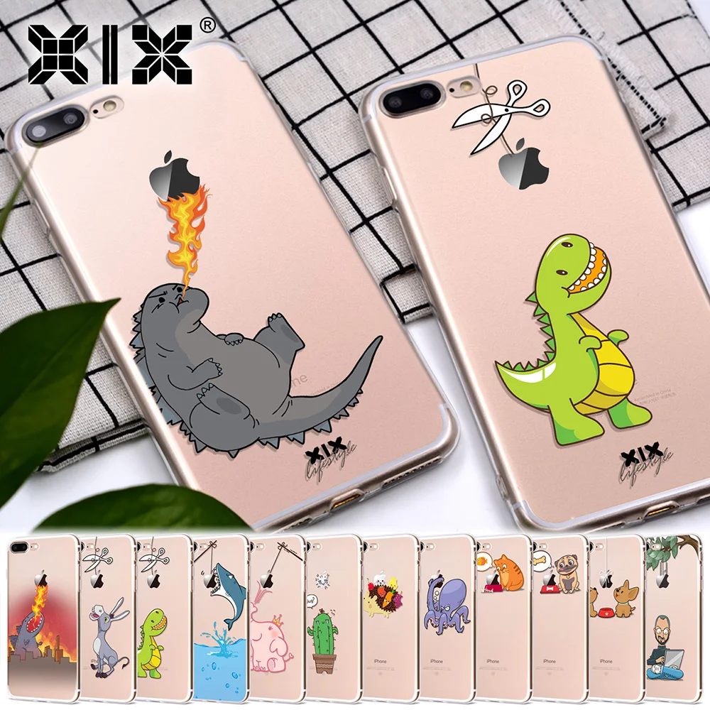 XIX for Funda iPhone X Case 5 5S 6 6S 7 8 Plus X XS Max XR Cute Dinosaur for Cover iPhone 7 Case Soft TPU for Capa iPhone 8 Case