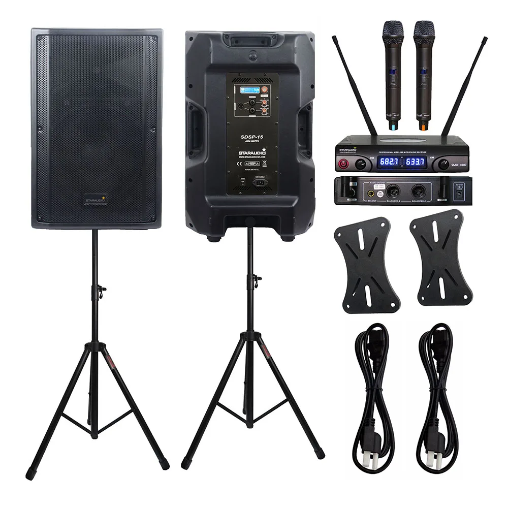 STARAUDIO 2 шт. 15 &quot4 Ом 4500 Вт Питание активный аудио PA KTV DSP DJ колонки Stage подставки 2CH UHF