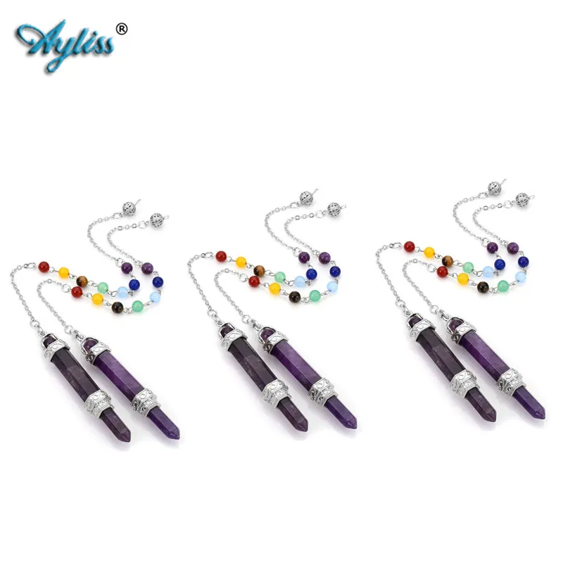 

Ayliss New Wholesale Gem Stone Pendulum Chakra Point Energy Dowsing Divination Metaphysical Tool-Natural Stone Pendulum Necklace