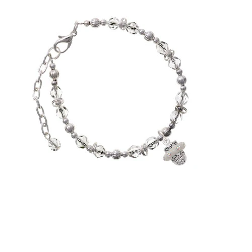 Silvertone Crystal Spinner Clear Beaded Bracelet