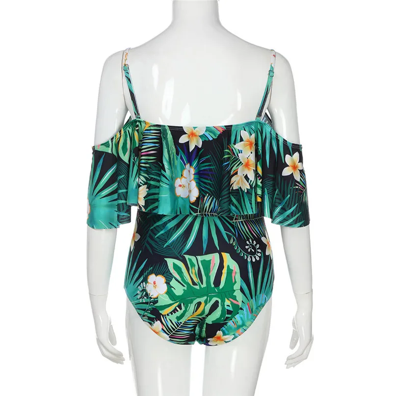 Women's One-shoulder Printed Swimsuit One Piece Swimsuit Bikin Beach Bikini Print Sexy Swimwear Female Swimsuit Fused J21 (9)