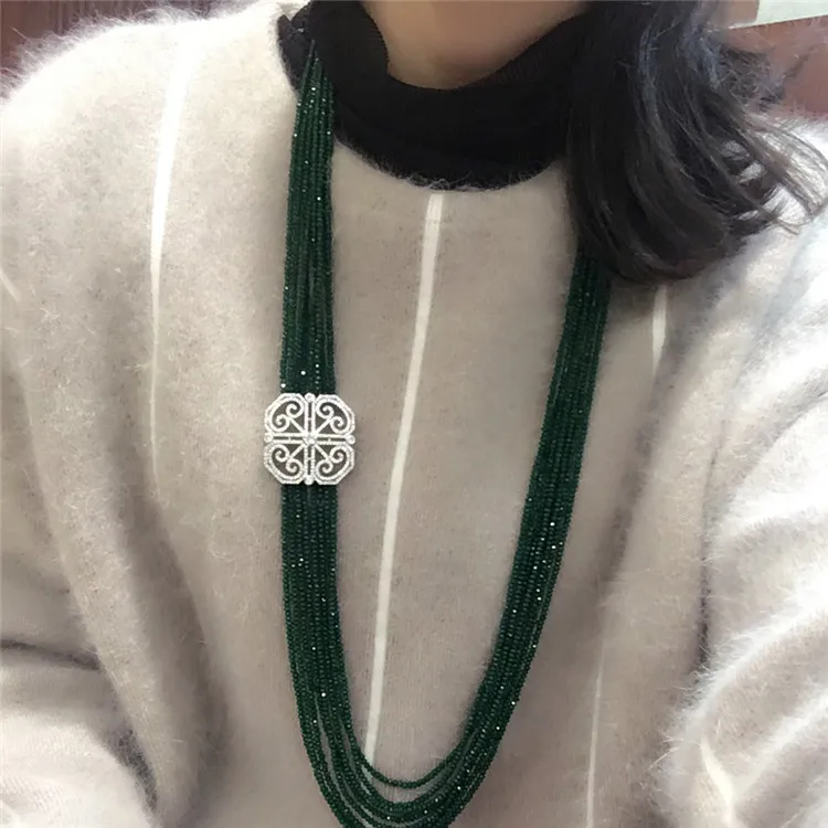 

Women's fashion zircon accessories clasp DIY green glass crystal necklace welcome custom colors fashion jewelry