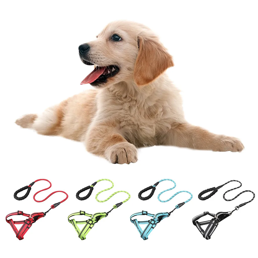 

Adjustable Pet Night Safety Reflective Traction Rope Dog Chest Strap Leash Set cool Dogs Collars Pet Supplies Dogs Pet Products