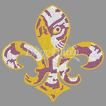 

BlingQueen 25PCS/LOT Iron On Rhinestone Appliques Fleur de Li Design