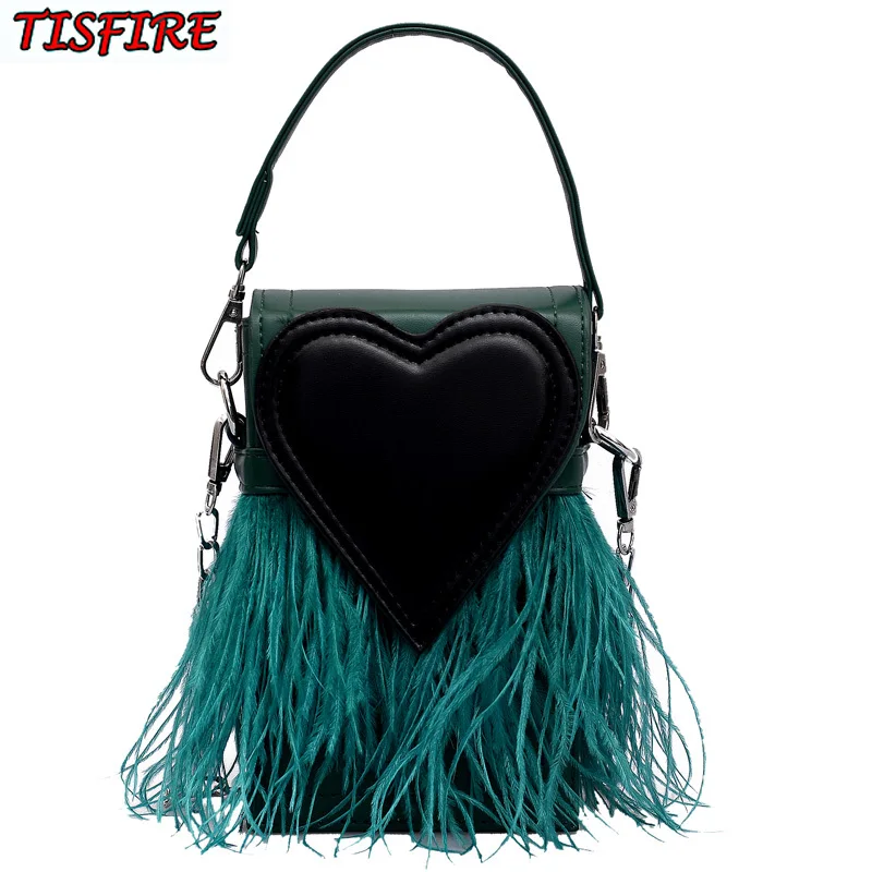 Heart shaped fringed bag women bag shoulder luxury messenger designer Chain messenger bag clutch ...