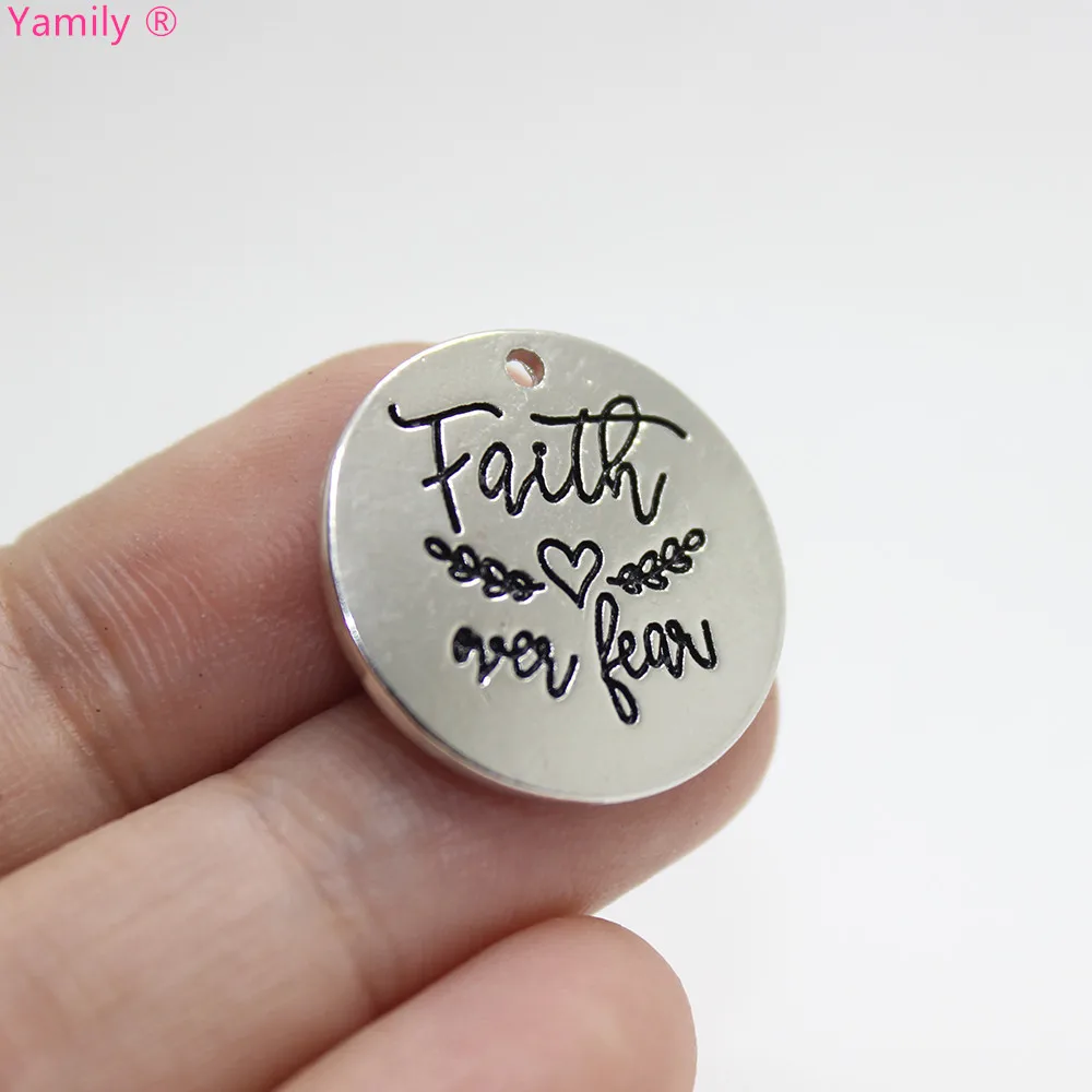 

8pcs-- 22mm FAITH love OVER FEAR message charm pendant for jewelry diy making