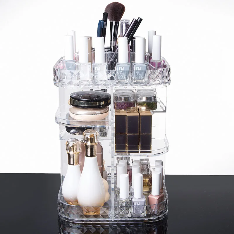 Rotatable Acrylic Cosmetic Storage Box Lipstick Display Stand Multilayer Nail Polish Rack Holder Women Makeup Organizer Case5