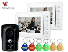 Yobang Security 7″ Video Door Phone Doorbell Video Entry Intercom System With Access Card RFID Keypad With 4CH-Monitor Function