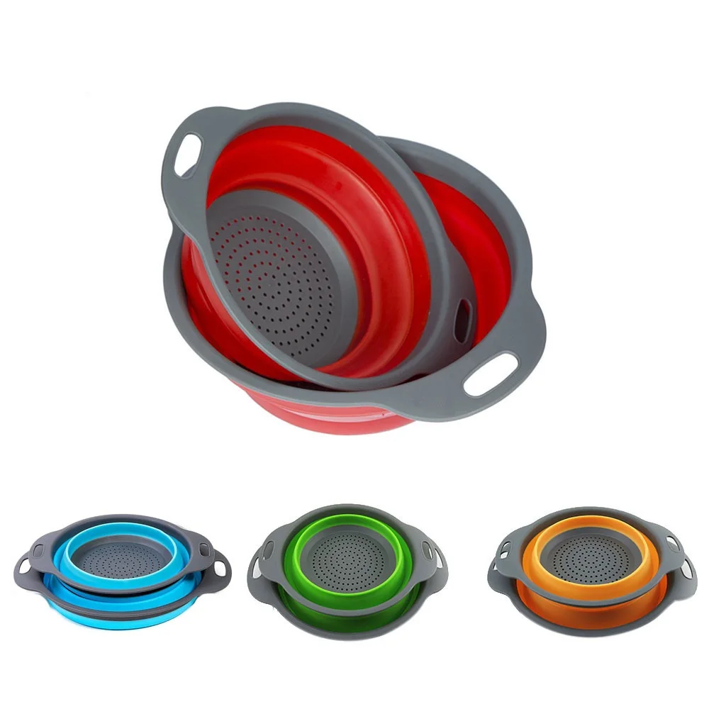 

Silicone Collapsible Drain Basket Fruit Basket Plate Dish Vegetable Washing Storage Basket Kitchen Storage Cleaning Basket