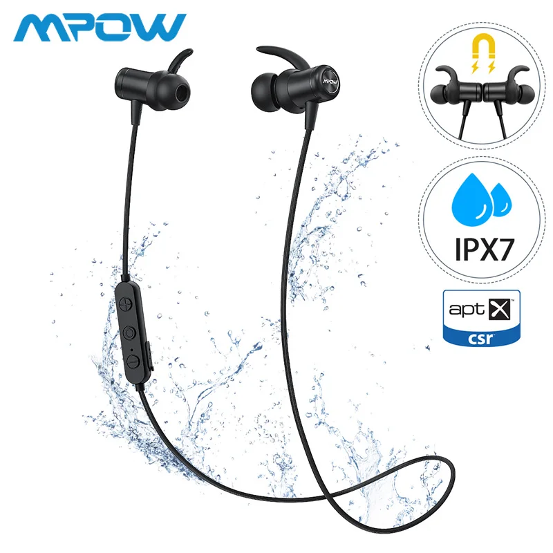 Günstig Mpow S11 APTX Bluetooth 5,0 Kopfhörer Magnetische Design IPX7 Wateproof 9H Spielen Zeit CVC6.0 Noise Reduktion Für Sport SmartPhone