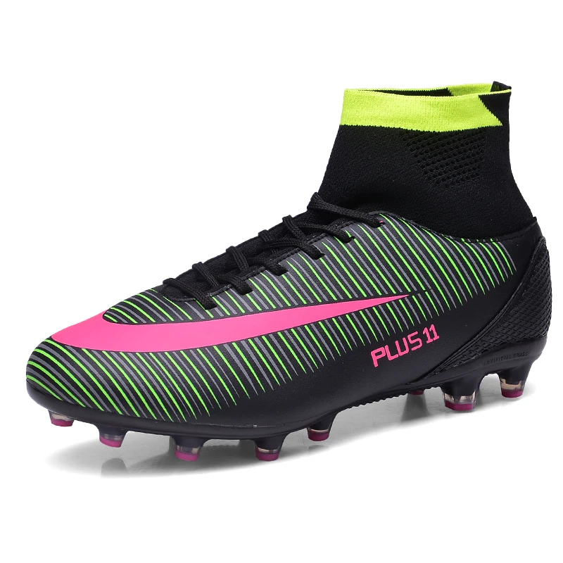 

ZHENZU Professional Football Shoes Kids High Ankle Soccer Shoes Long Spikes Outdoor Training Boots Sports Sneakers