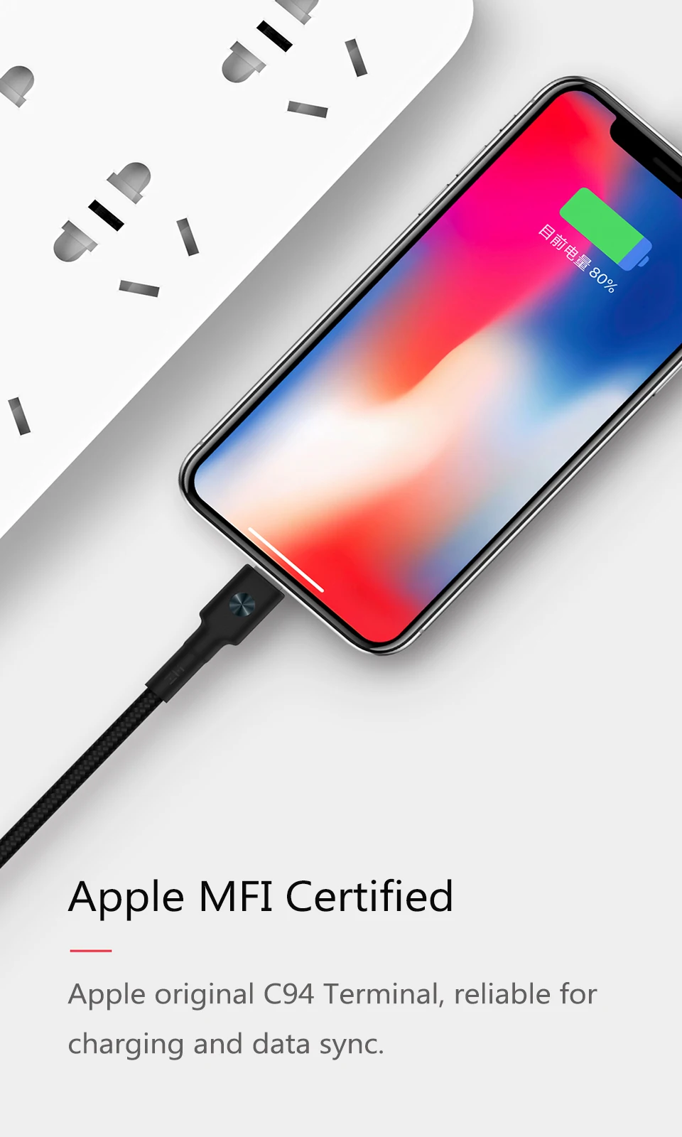 Xiaomi ZMI USB-C к Lightning type C для Lightning MFI Сертифицированный 3A 18 Вт Быстрая зарядка PD для iPhone+ Ipad Дата-кабель для зарядки кабеля