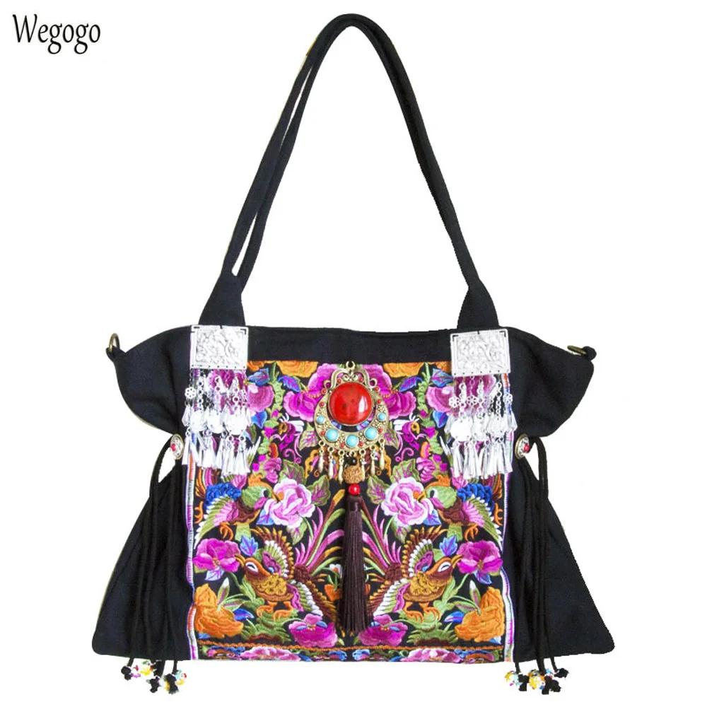 Original Boho India Women Handbag Floral Embroidery Shoulder Bag Beach