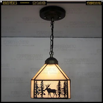 

American village Stained Glass Suspended Luminaire 110-240V Chain Pendant light restaurant bar corridor bedroom decorative