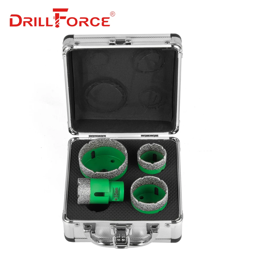 Drillforce Набор пил с 4 алмазными отверстиями 35/40/50/68 мм M14 прочный Carborundum Ceramics