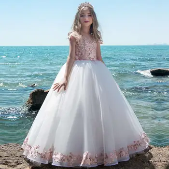 

Girl Pageant Prom Gown Lace Kids Party Dress for Wedding Girl Dresses